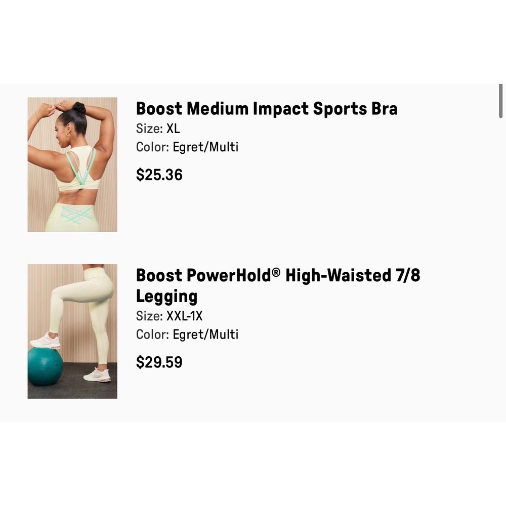 Fabletics Boost PowerHold High Waisted 7/8 Leggings & Sports Bra Set XL & XXL - Picture 2 of 7